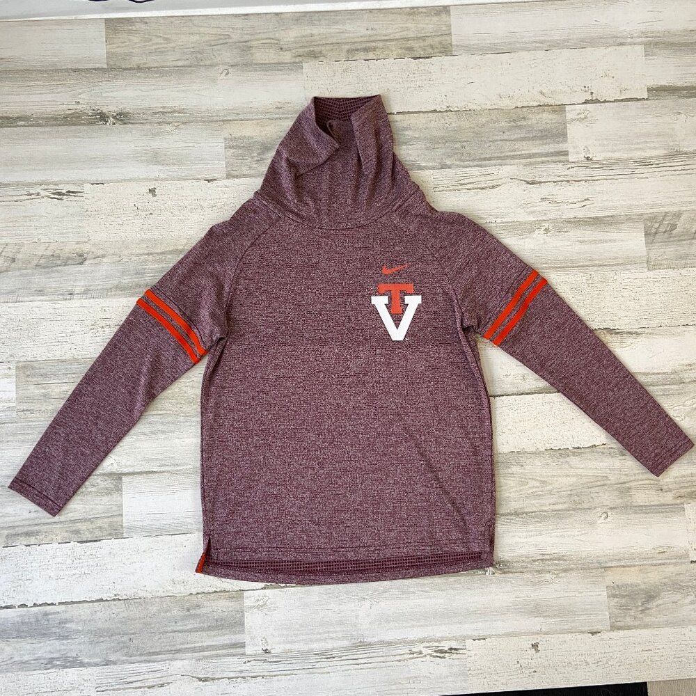 Nike NCAA Virginia Tech Women's Size Medium Alpha Fly Rush Funnel Neck Long Slv